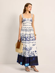 Floral Print Tie-Strap Tiered Dress