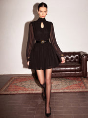 Semi-Sheer Backless Chiffon Dress Without Belt