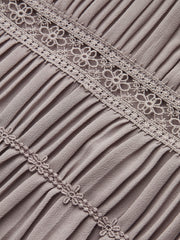 Semi-Sheer Button Pleated Chiffon Blouse