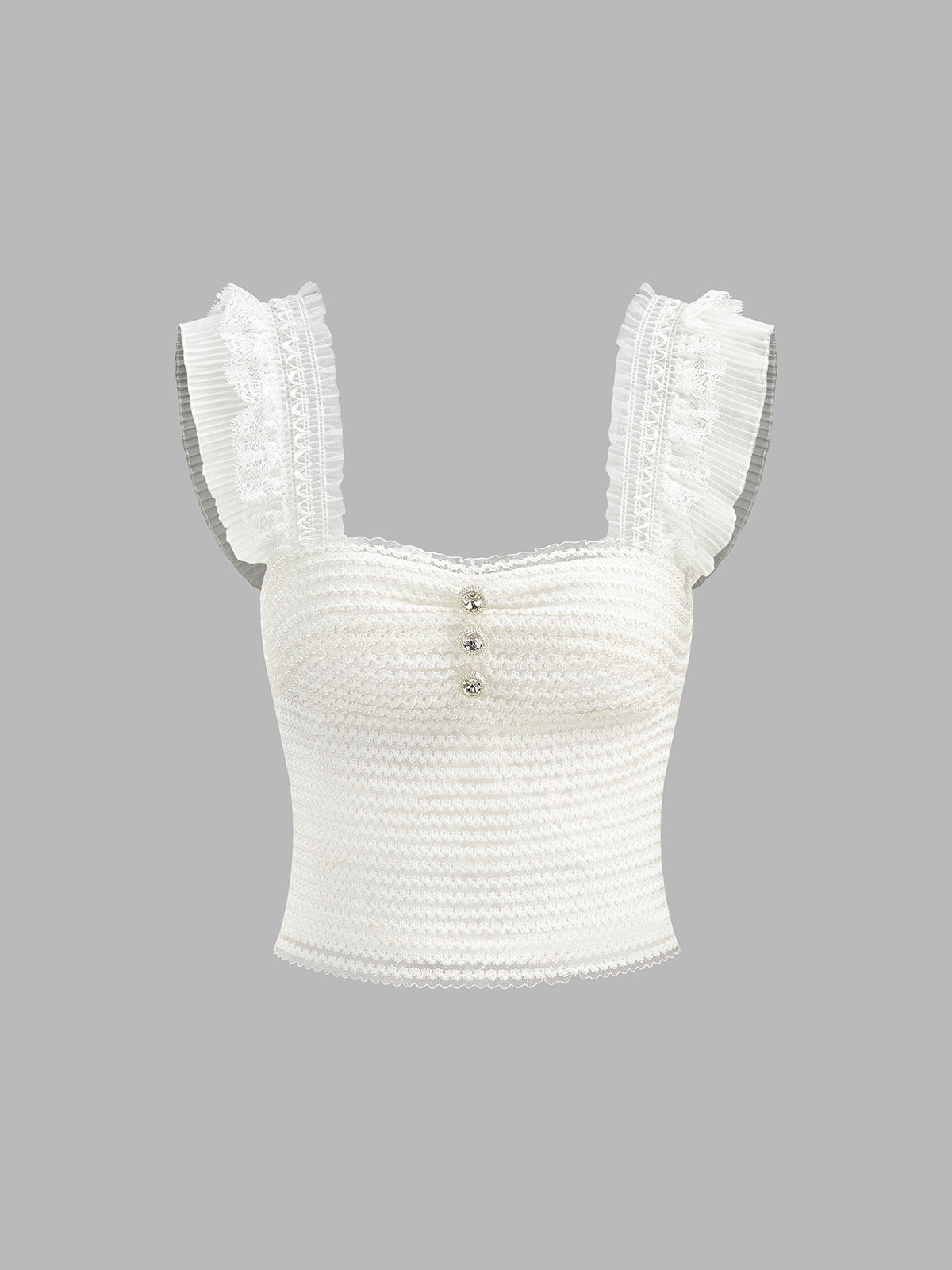 Ruffled Strap Buttoned Smocked Top