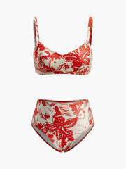 Tropical Print Metal Clasp Bikini Set