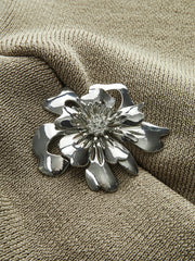 Asymmetric Neck Metal Detail Knit Top