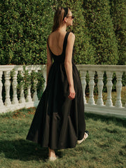 Backless Pleated Sleeveless Long Dress