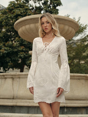 Semi-Sheer Bohemian Lace-Up Dress