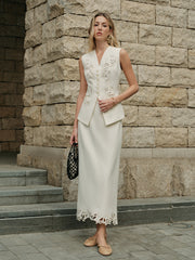 3D Embroidered A-Line Skirt