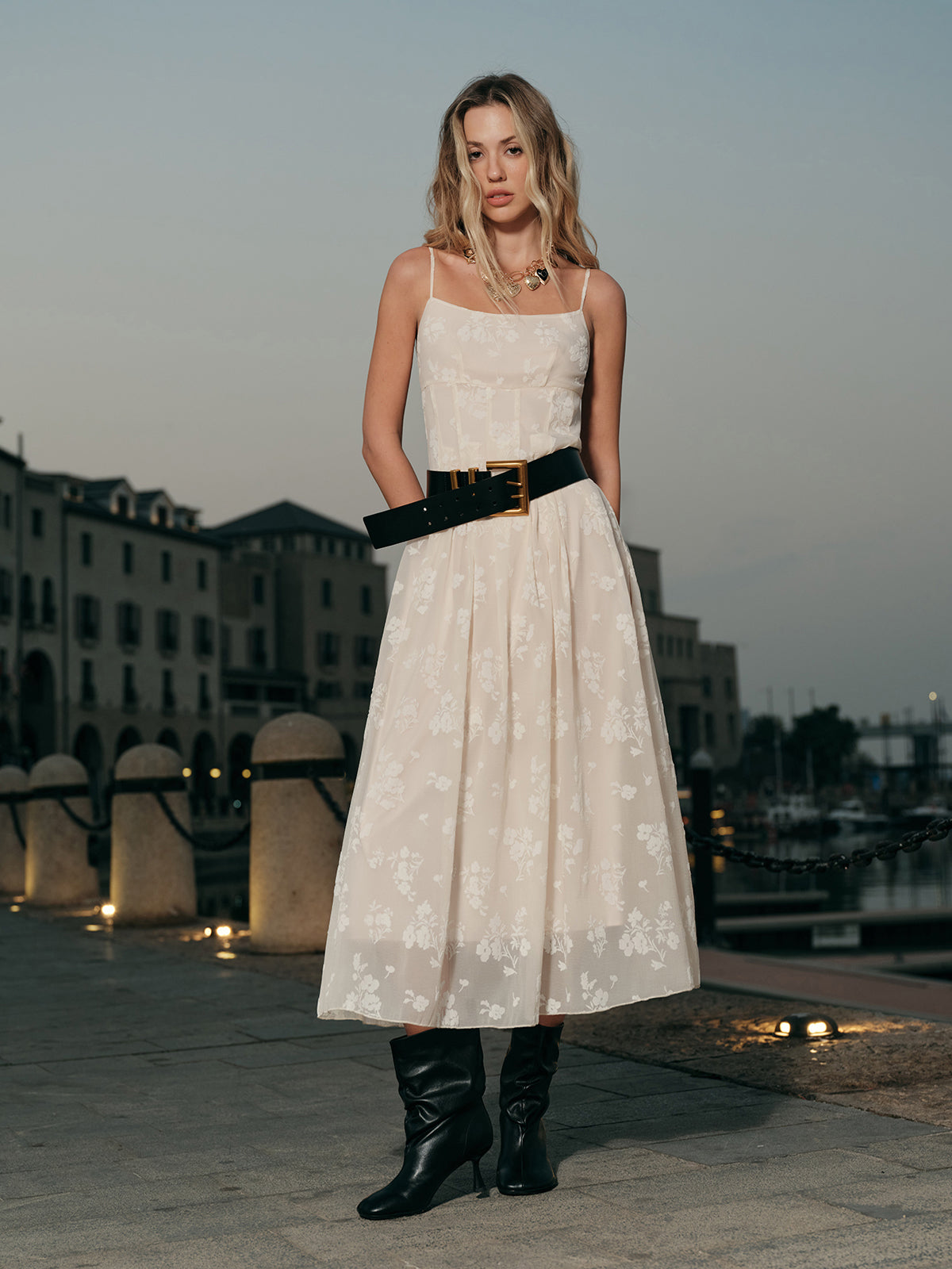 Floral Jacquard Long Dress