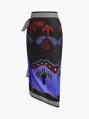 Printed Tie-Waist Sarong Cover-Up