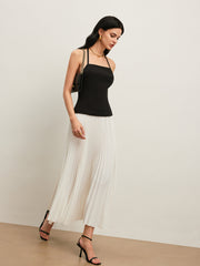 Backless Halter Pleated Dress