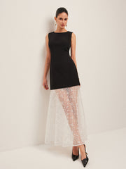Sheer Lace Panel Sleeveless Dress
