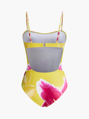 Jersey Cut-Out Floral One-Piece Swimsuit