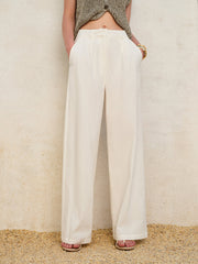 Cotton & Linen High-Waisted Pocketed Pants
