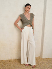 Cotton & Linen High-Waisted Pocketed Pants