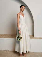 Backless Spaghetti Strap Pleated Dress