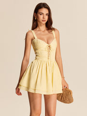 Tied Front Sleeveless Pleated Dress