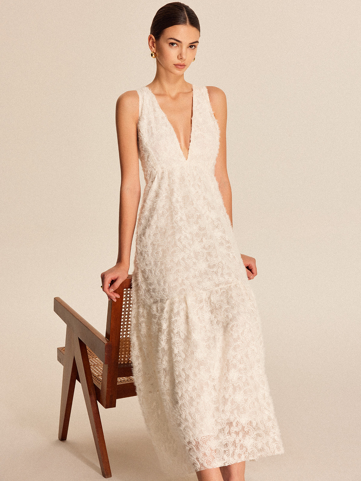 Boho Deep V-Neck Lace Dress