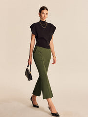 High-Waist Pocket Flared Cropped Pants