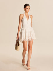 Cotton Embroidered Halter Dress
