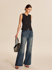 V-Neck Buttoned Vest