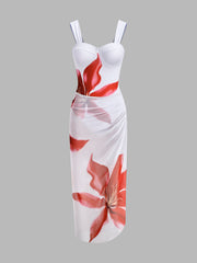 Corset-Style One-Piece With Draped Cover-Up