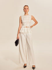 Semi-Sheer Geometric Peplum Top