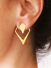 Geometric V-Shaped Gold Stud Earrings