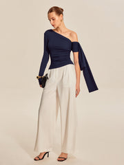 Asymmetrical Draped Sleeve Top