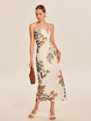 Floral Print Strapless Dress