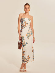 Floral Print Strapless Dress