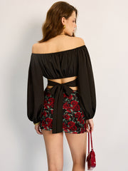 Off-Shoulder Tie Back Blouse