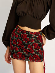 Floral Print Mesh Skirt