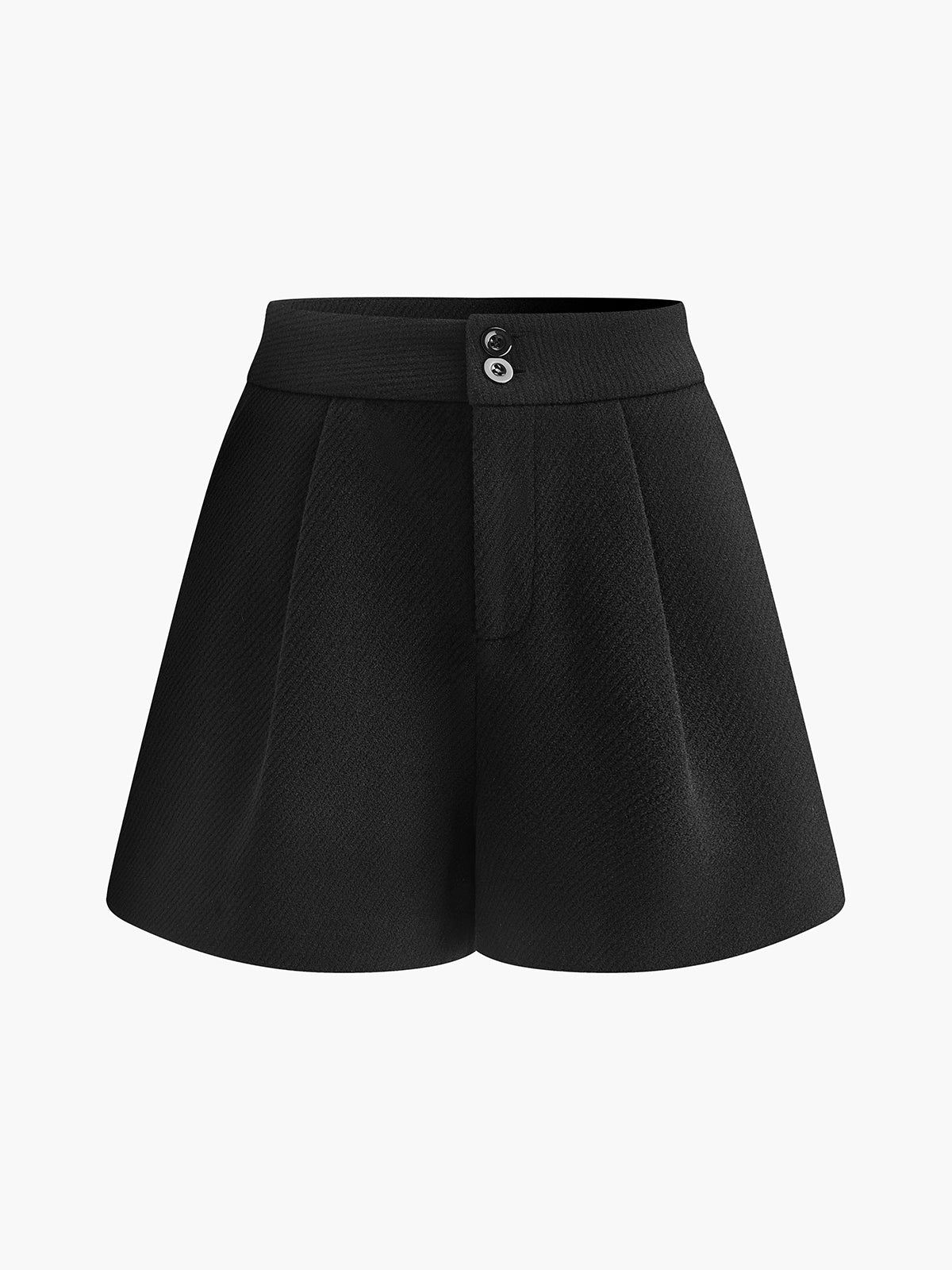 Mid-Waist Tweed Pockets Wide-Leg Shorts