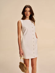 Button-Detail A-Line Dress