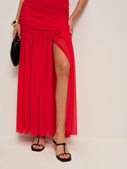 Ruched One-Shoulder Split Dress