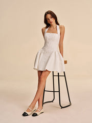 Button Detail Halter Dress