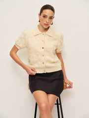 Sequin Embellished Lace Knit Cardigan