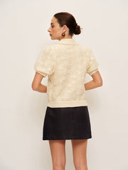 Sequin Embellished Lace Knit Cardigan