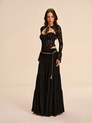 Semi-Sheer Chiffon Skirt Without Belt