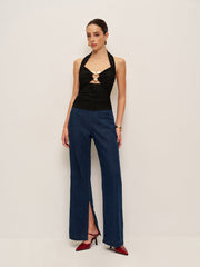 Heart Detail Ruched Halter Top