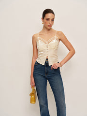 Lace Detail Velvet Cami Top