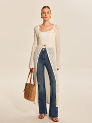 Lace Knit Metal Detail Cardigan