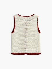 Button-Up Contrast Crochet Vest