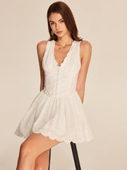 Embroidered V-Neck Sleeveless Dress