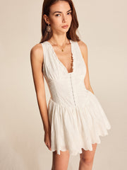 Embroidered V-Neck Sleeveless Dress