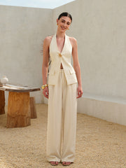 Elegant Mid-Waisted Wide-Leg Pants