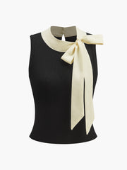 Color Block Bow Sweater Vest