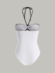 Halter Cutout Metal Ring One-Piece Swimsuit