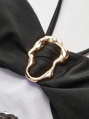 Halter Cutout Metal Ring One-Piece Swimsuit