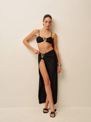 Metal Accent Twist Sarong Skirt