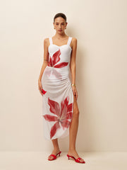 Corset-Style One-Piece With Draped Cover-Up