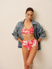 Tropical Print Metal Clasp Bikini Set